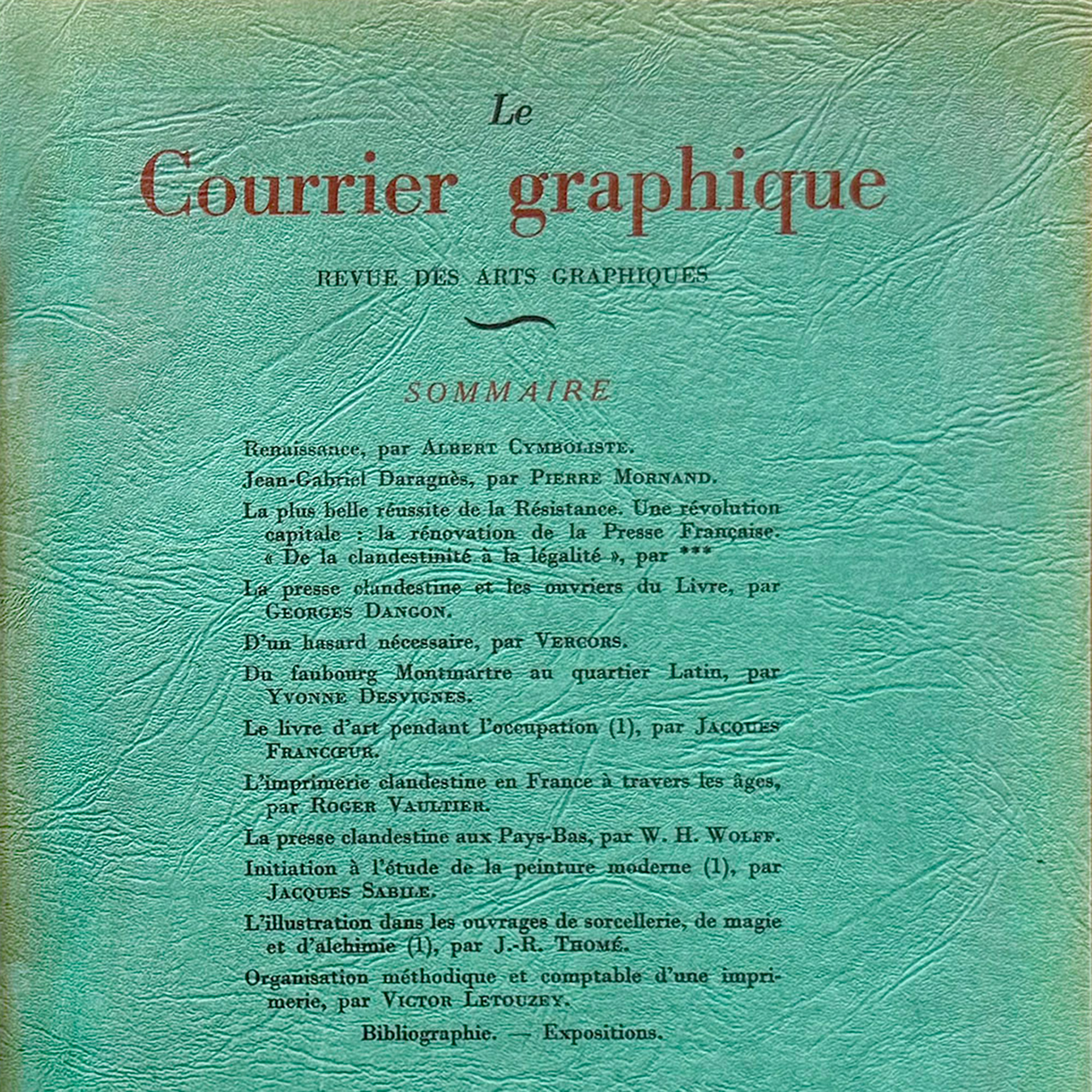 Le Courrier graphique, couverture du numéro 27, septembre-octobre 1946.